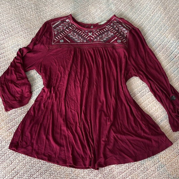 My Danielle Tops - Deep Red Floral Top